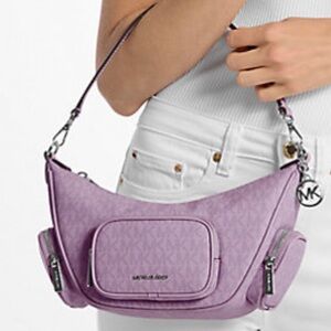 MICHAEL KORS Merritt Small Signature Logo Convertible Shoulder Bag
Light Quartz